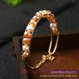 Pink Pearl Bracelets Bangle Gemstone 925 Silver Natural Beads Charm Jewelry