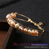 Pink Pearl Bracelets Bangle Gemstone 925 Silver Natural Beads Charm Jewelry