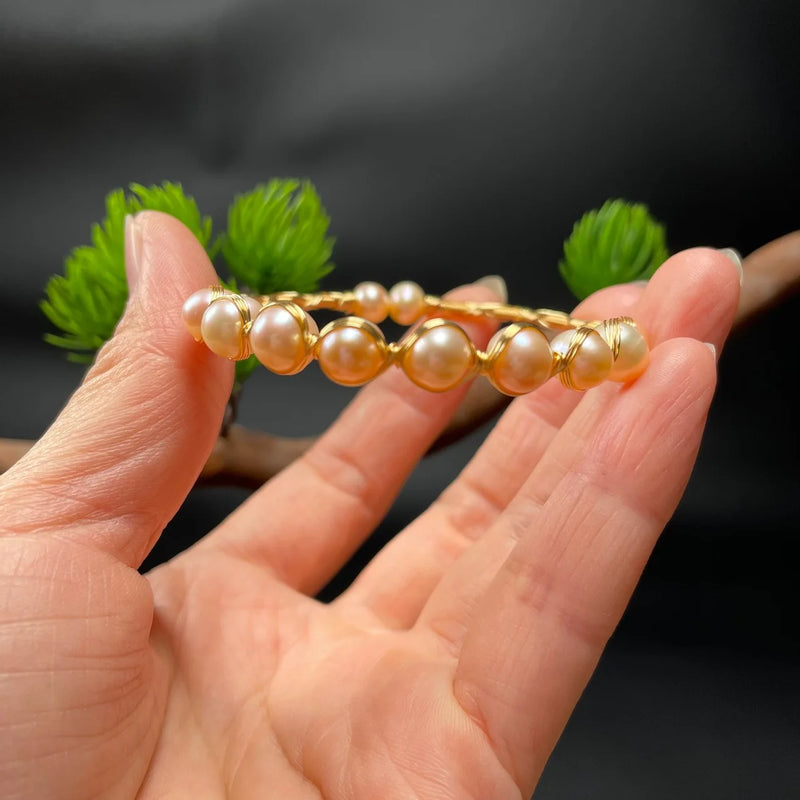Pink Pearl Bracelets 925 Silver Amulet Jewelry Bangle
