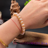 Pink Pearl Bracelets Men Amulets Gift Bracelet Talismans Bangles 925 Silver