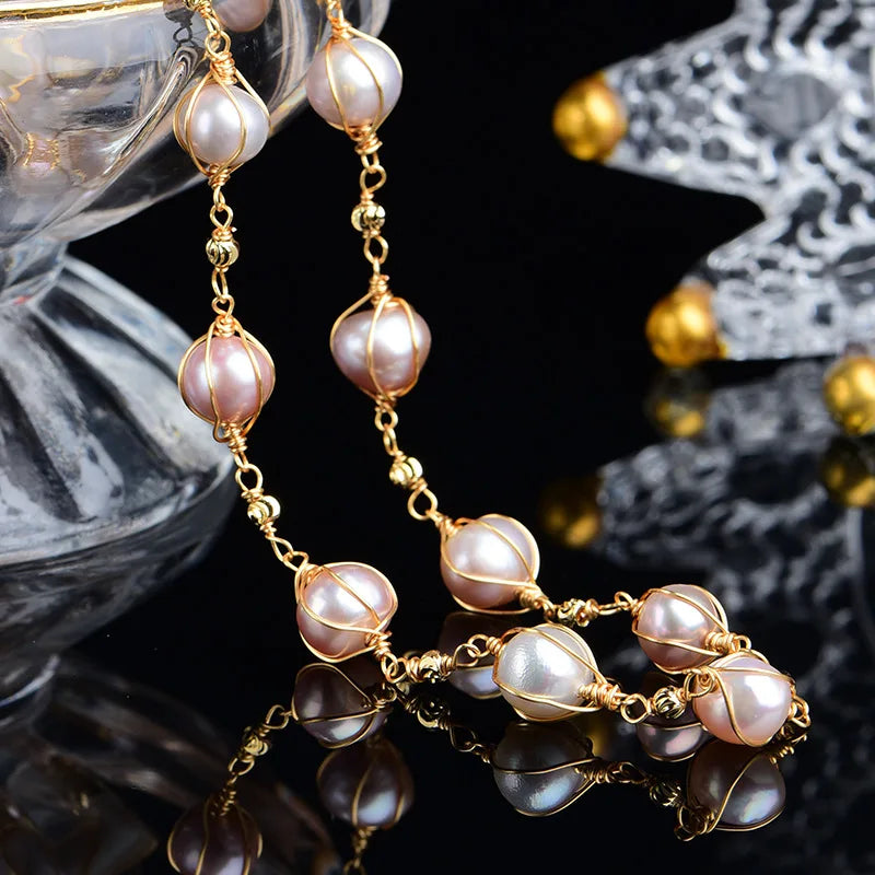 Pink Pearl Necklace 925 Silver Choker Charm Jewelry