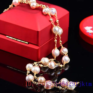 Pink Pearl Necklace 925 Silver Choker Charm Jewelry