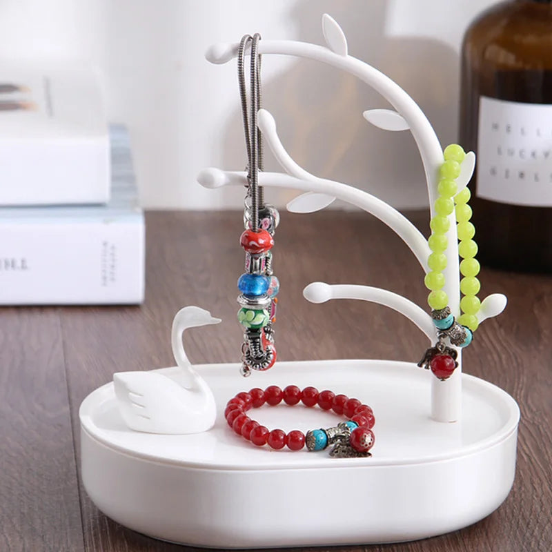 Pink Plastic Makeup Organizer Tree Shaped Jewelry Box