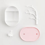 Pink Plastic Makeup Organizer Tree Shaped Jewelry Box