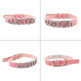 Pink Pu Leather Rhinestone Letter Necklaces For Women