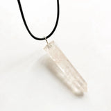 Pink Quartz Beads Pendant Hexagonal Column Necklace