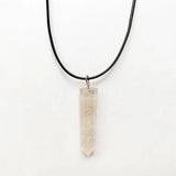 Pink Quartz Beads Pendant Hexagonal Column Necklace