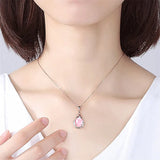 Pink Quartz Cat's Eyes Diamond Pendant Necklace 18k Rose Choker Chain