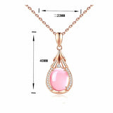 Pink Quartz Cat's Eyes Diamond Pendant Necklace 18k Rose Choker Chain