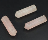 Pink Quartz Crystal Point Pendant Hexagon Pillar Perforated 35*10mm