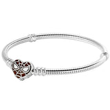 Pink Radiant Heart Love Knot Braided Clasp T-Bar Bracelet Bangle