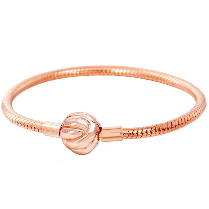 Pink Radiant Heart Love Knot Braided Clasp T-Bar Bracelet Bangle