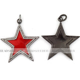 Pink Red Turquoise Star Focal Pendant Oil Dropped, Micro Paved CZ Cubic Zirconia