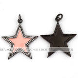 Pink Red Turquoise Star Focal Pendant Oil Dropped, Micro Paved CZ Cubic Zirconia