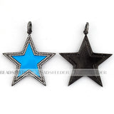 Pink Red Turquoise Star Focal Pendant Oil Dropped, Micro Paved CZ Cubic Zirconia