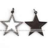 Pink Red Turquoise Star Focal Pendant Oil Dropped, Micro Paved CZ Cubic Zirconia