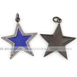 Pink Red Turquoise Star Focal Pendant Oil Dropped, Micro Paved CZ Cubic Zirconia