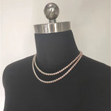 Pink Rhinestone 2 Circle Necklace Lady Crystal Jewelry Gift