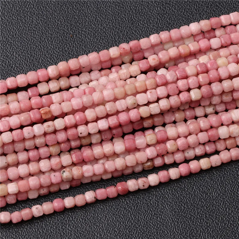 Pink Rhodochrosite 2-3mm Square Stone Beads for DIY Jewelry Making