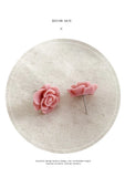 Pink Rose Big Clip Earrings Flowers Bridal Earrings