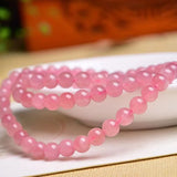 Pink Rose Crystal Quartz Stone Stretch Bracelet