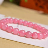 Pink Rose Crystal Quartz Stone Stretch Bracelet