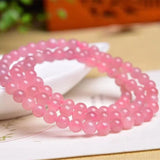 Pink Rose Crystal Quartz Stone Stretch Bracelet