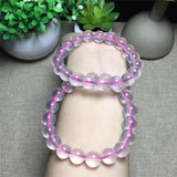 Pink Rose Powder Crystal Quartz Stone Bracelet Beads Jewelry Gift