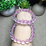 Pink Rose Powder Crystal Quartz Stone Bracelet Beads Jewelry Gift