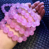 Pink Rose Powder Crystal Quartz Stone Bracelet Stretch Cord Jewelry Gift