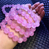 Pink Rose Powder Crystal Quartz Stone Bracelet Stretch Cord Jewelry Gift