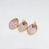 Pink Rose Quartz Crystal Necklace Pendant Oval Jewelry Statement