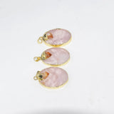 Pink Rose Quartz Crystal Necklace Pendant Oval Jewelry Statement
