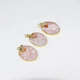 Pink Rose Quartz Crystal Necklace Pendant Oval Jewelry Statement
