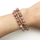 Pink & Hermatite Beads Bracelet Gift, Vingate Accessorries
