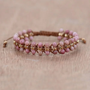Pink & Hermatite Beads Bracelet Gift, Vingate Accessorries