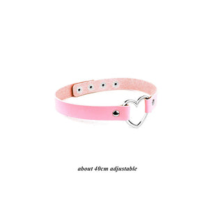 Pink Sexy Rock Gothic Collar Necklaces Leather Heart Rivets