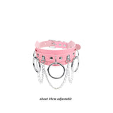 Pink Sexy Rock Gothic Collar Necklaces Leather Heart Rivets