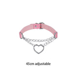 Pink Sexy Rock Gothic Collar Necklaces Leather Heart Rivets