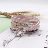 Pink Stone Bracelet 5 Wraps Boho Pink Bracelet for Women
