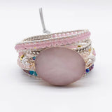 Pink Stone Bracelet 5 Wraps Boho Pink Bracelet for Women