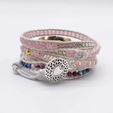 Pink Stone Bracelet 5 Wraps Boho Pink Bracelet for Women
