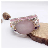Pink Stone Bracelet 5 Wraps Boho Pink Bracelet for Women