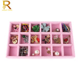 Pink Suede Ring Earrings Necklace Holder Organizer Jewelry Display Stand