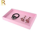 Pink Suede Ring Earrings Necklace Holder Organizer Jewelry Display Stand