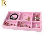 Pink Suede Ring Earrings Necklace Holder Organizer Jewelry Display Stand
