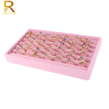 Pink Suede Ring Earrings Necklace Holder Organizer Jewelry Display Stand