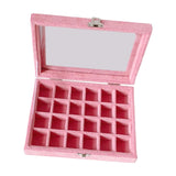 Pink Velvet Jewelry Tray Rings Earrings Storage Box