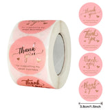 Pink Waterproof Thank You Sticker for Small Business
