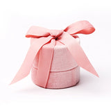 Pink Veleet Bow Wedding Ring Jewelry Box
